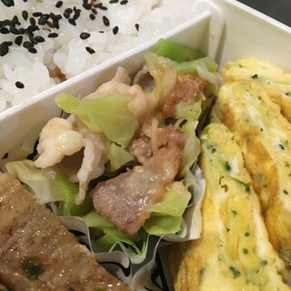 お弁当に！キャベツと豚肉の炒め物ケチャップチーズ味